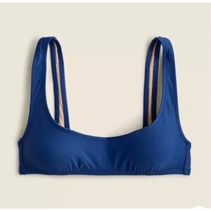 J. Crew‎ Heritage Scoop Neck Bikini Top Womens 2X Blue Lined Adjustable